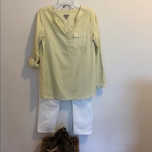 J.Jill lime green striped spring tunic